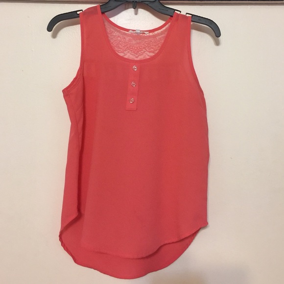 Coral top with lace back