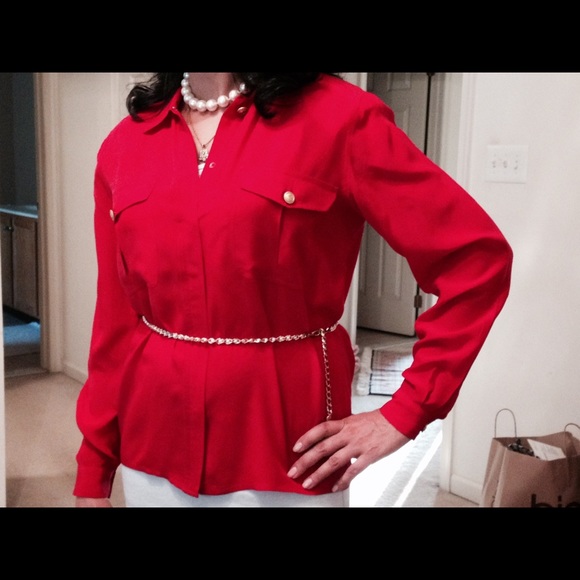 Claud Bennett silk schemise  size 8 long sleeves