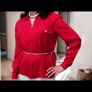 Claud Bennett silk schemise  size 8 long sleeves