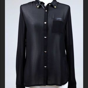 Blackout Blouse w/ Leather trimming