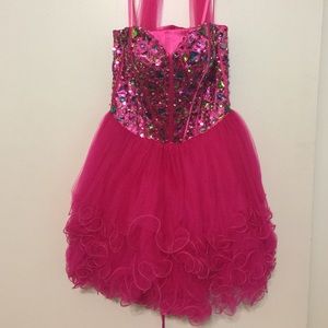 Pink strapless dress