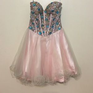 Strapless baby pink dress with sequins