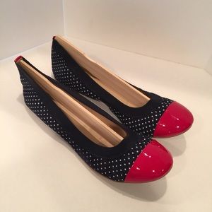 J.Crew Patent Polka Dot Cap Toe Ballet Flats sz 8
