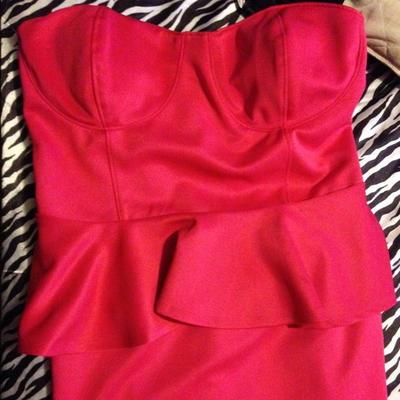 Pink Strapless Peplum Dress