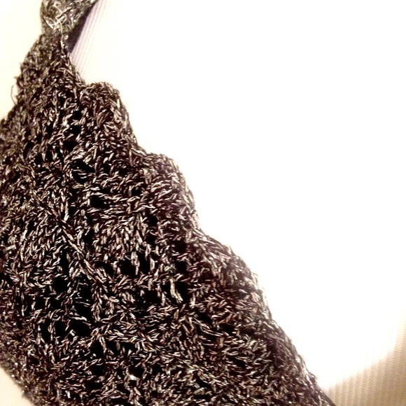 Gorgeous Silver Metallic Crochet Lining Bikini Lg - Picture 2 of 4