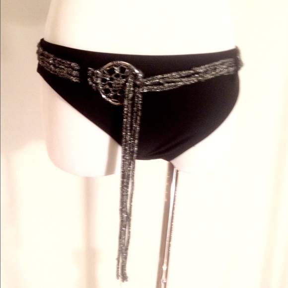 Gorgeous Silver Metallic Crochet Lining Bikini Lg - Picture 3 of 4