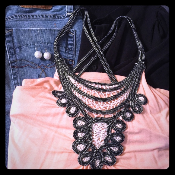 Peach colored Embellished Tank Top