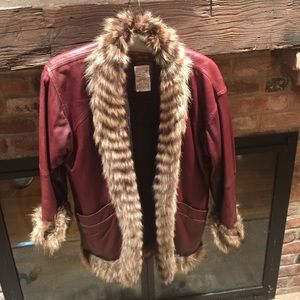 Yves Saint Laurent leather jacket with fur collar