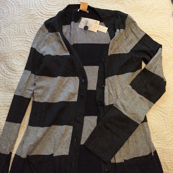 Long grey striped sweater