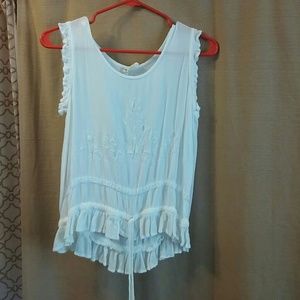 Japna White Tank with Embroidery