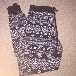 Black and White Tribal Print Joggers