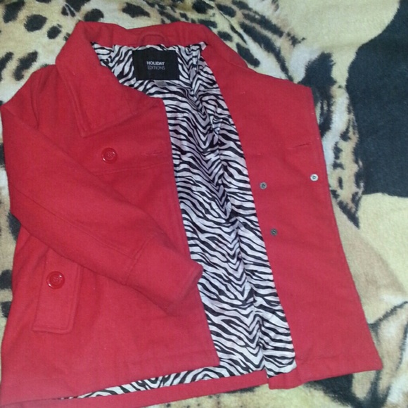 Girl's 10/12 Red pea coat