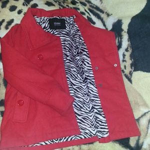 Girl's 10/12 Red pea coat