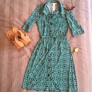 Laundry patterned button down dress