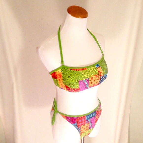 Awesomely Cute! Patchwork Bikini, Size Medium - Picture 2 of 3