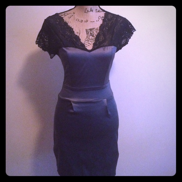 Gray dress with top black lace