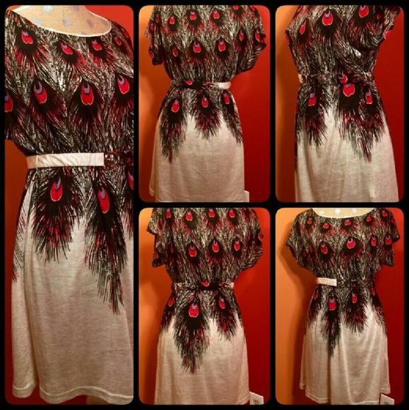 AdoRAbLe Orion London Peacock Print Dress - Picture 2 of 7