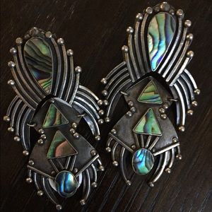 Metal and Abalone Earrings