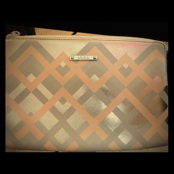 Stella & Dot Metallic Clutch with Chevron Pattern