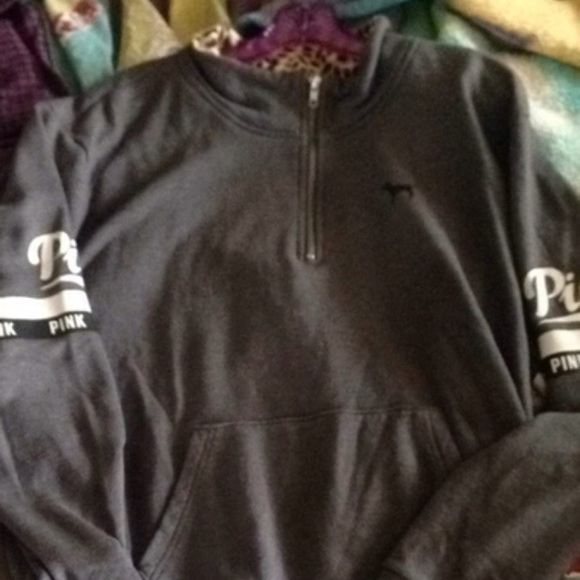 PINK Victoria's Secret Sweaters - Cheetah half zip