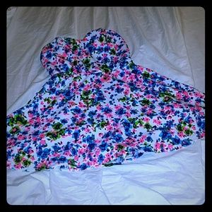 Flowered One Piece With Connected Shorts