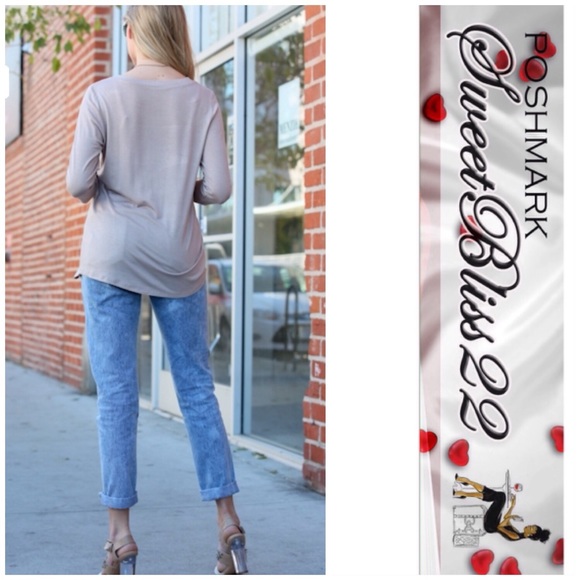 💋SOLD OUT Taupe Side Button Top💋 - Picture 3 of 3