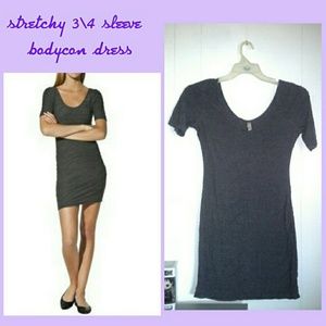 grey bodycon 3/4 sleeve dress