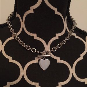 Ballou Sterling Silver Heart & Toggle Necklace