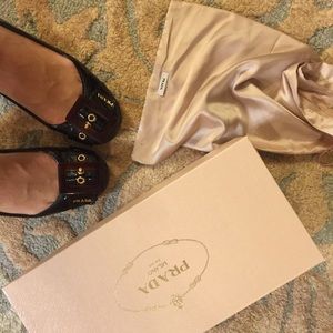 Prada black flats 38.5 8.5 patent leather