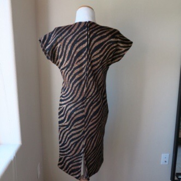 Vintage Metallic Gold & Black Zebra Wiggle Dress - Picture 3 of 3