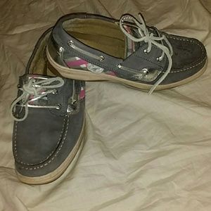 Suede Pink Grey Silver Sperrys