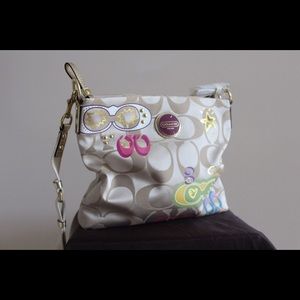 Coach multi colored cross body tote