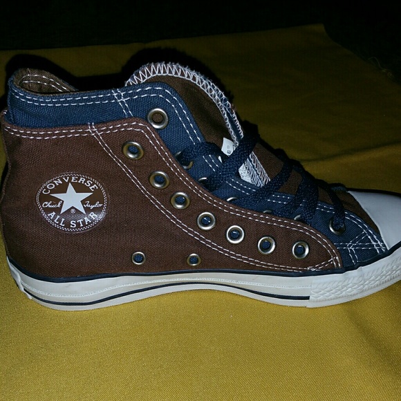 Converse Shoes Just Like New Blue And Brown Converse Poshmark