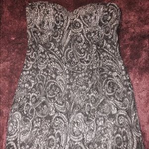 Black strapless dress with lace