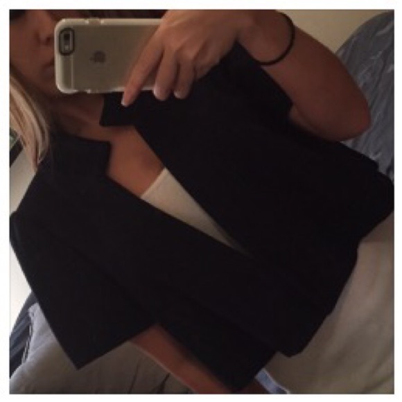 AKIRA Navy Cropped Wool Fall Light Jacket Cover Up - Picture 2 of 4