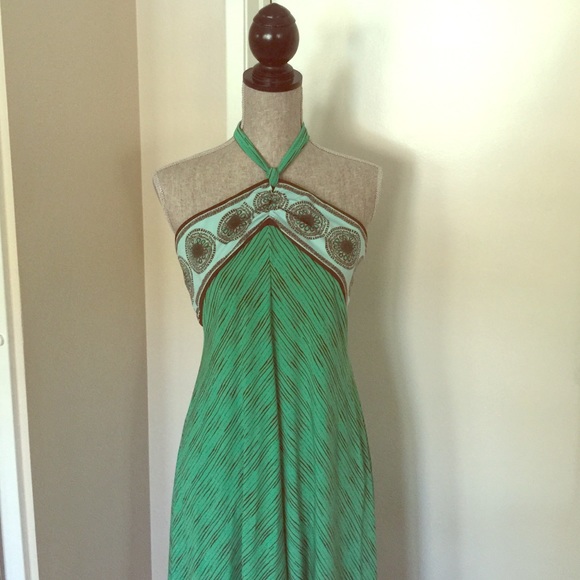 BCBG green halter dress, size L