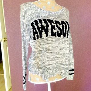 Graphic typography Awesome Woven Preppy Sweater