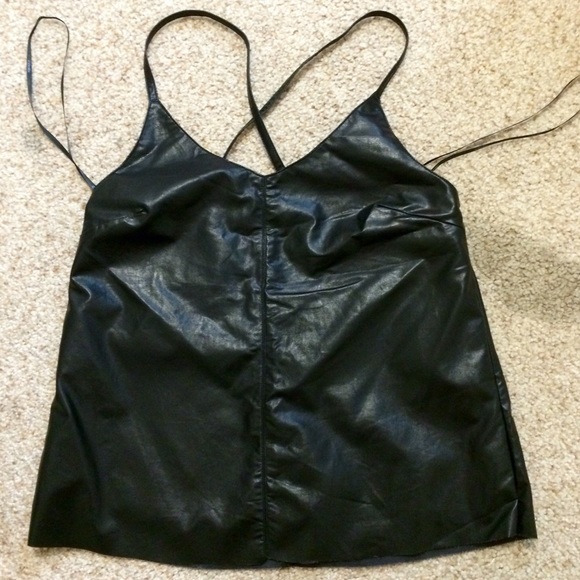 Sale!Faux leather spaghetti strap top size small - Picture 2 of 4