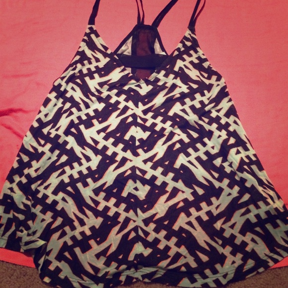 Spaghetti strap fun design tank with sheer cutouts - Picture 1 of 2