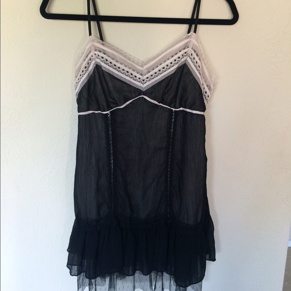 Black and Light Pink Frilly Top