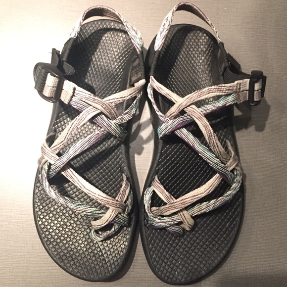 women's blue and purple size 8 double strap chacos