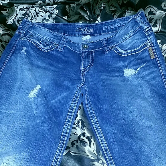 Silver Distressed denim jeans - Picture 1 of 4