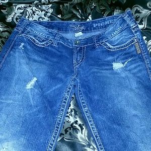 Silver Distressed denim jeans