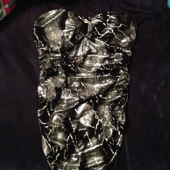 Silver Metallic/ Black Tube Top