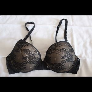 Aerie black and nude lace Sasha push-up bra