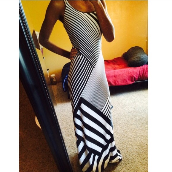 Black and white stripped maxi dress