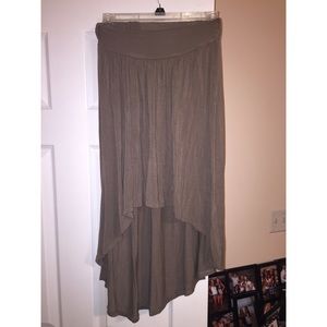 Taupe high-low midi skirt