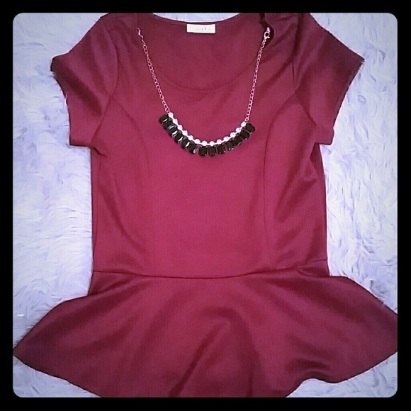 Maroon Peplum Top