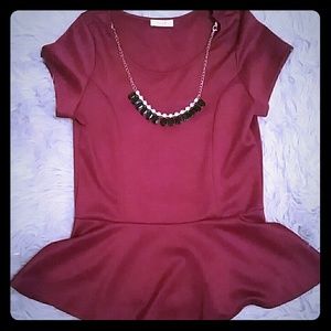 Maroon Peplum Top