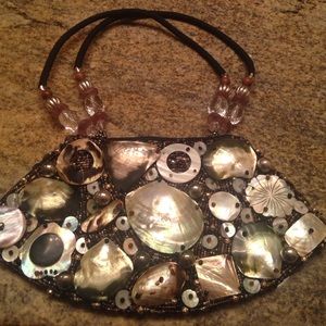 Custom shell and beaded purse.